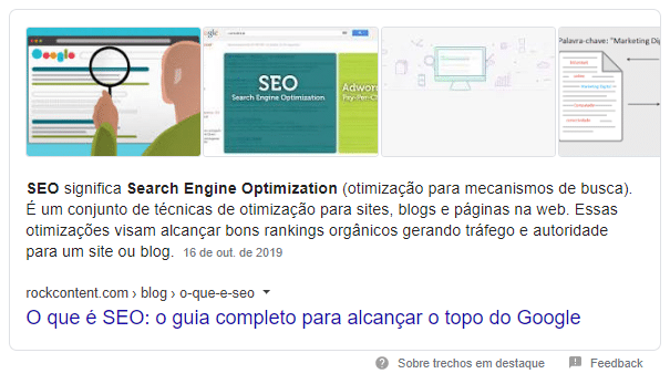 Exemplo de featured snippet